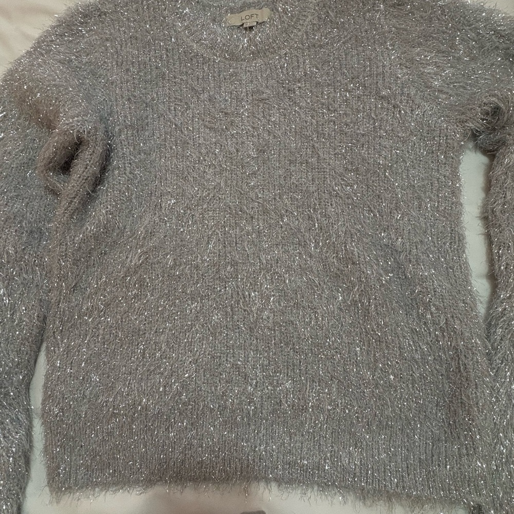 LOFT Fuzzy Silver Sweater - Picture 8 of 8